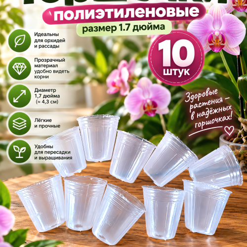 Горшочки полиэтилен размер 1.7 дюйма 10 шт